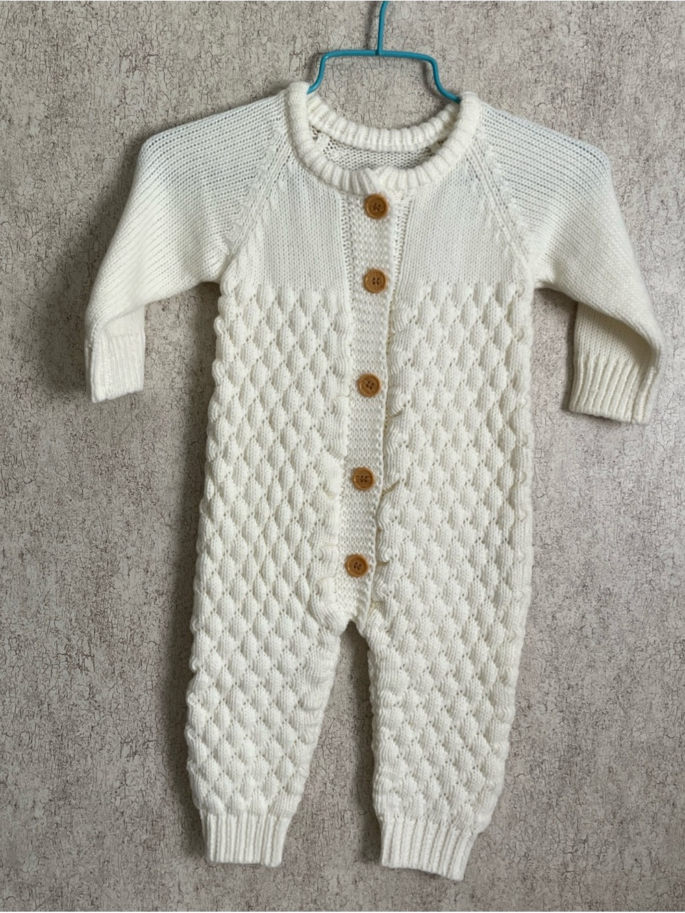 Cable Knit Sweater Romper one piece Baby Bubble Knit Jumper Off White l 12-18